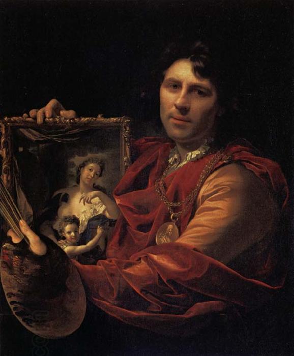 Adriaen van der werff Self-Portrait with a Portrait of his Wife,Margaretha van Rees,and their Daughter,Maria China oil painting art